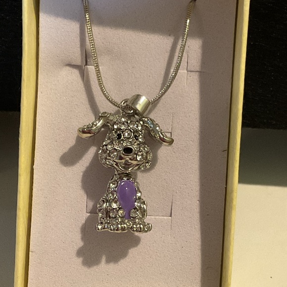 Silver and Purple Dog Pendant Necklace - Picture 7 of 12
